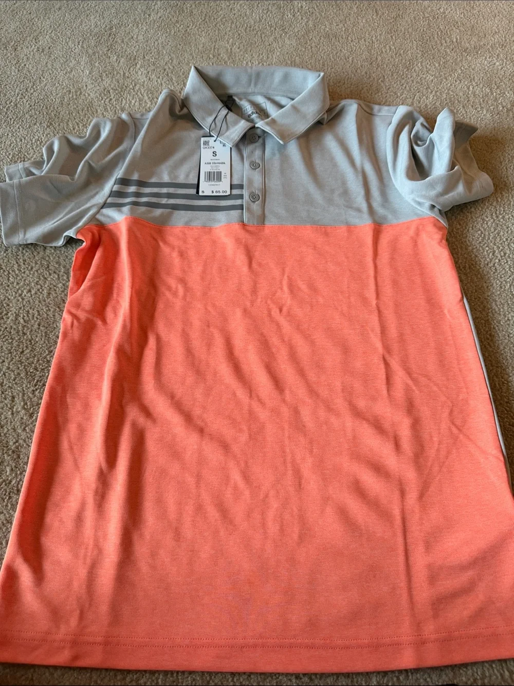 adidas Gray & Coral Colorblock Polo